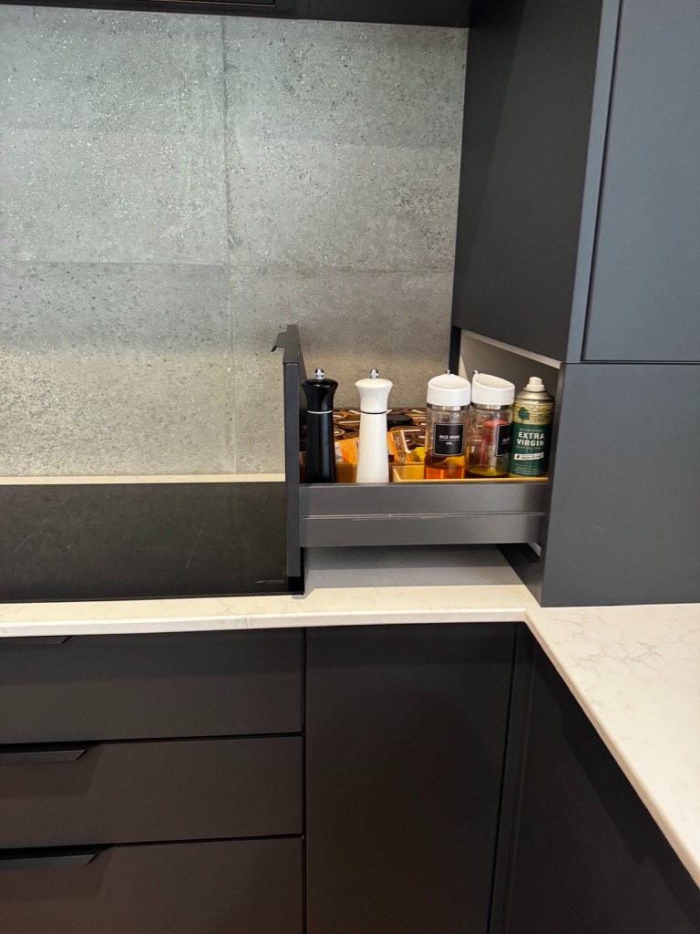 Cowaramup Kitchen Renovation | Modern Black Kitchen With Silkwhisper Benchtops, photo 5