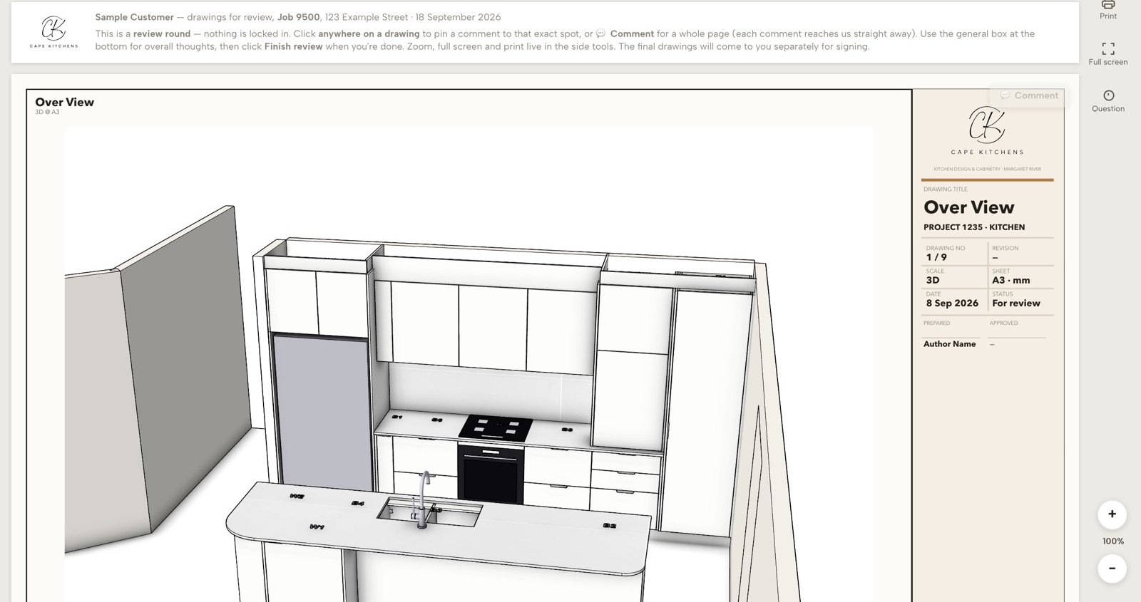 Drawings viewer with comments and approval